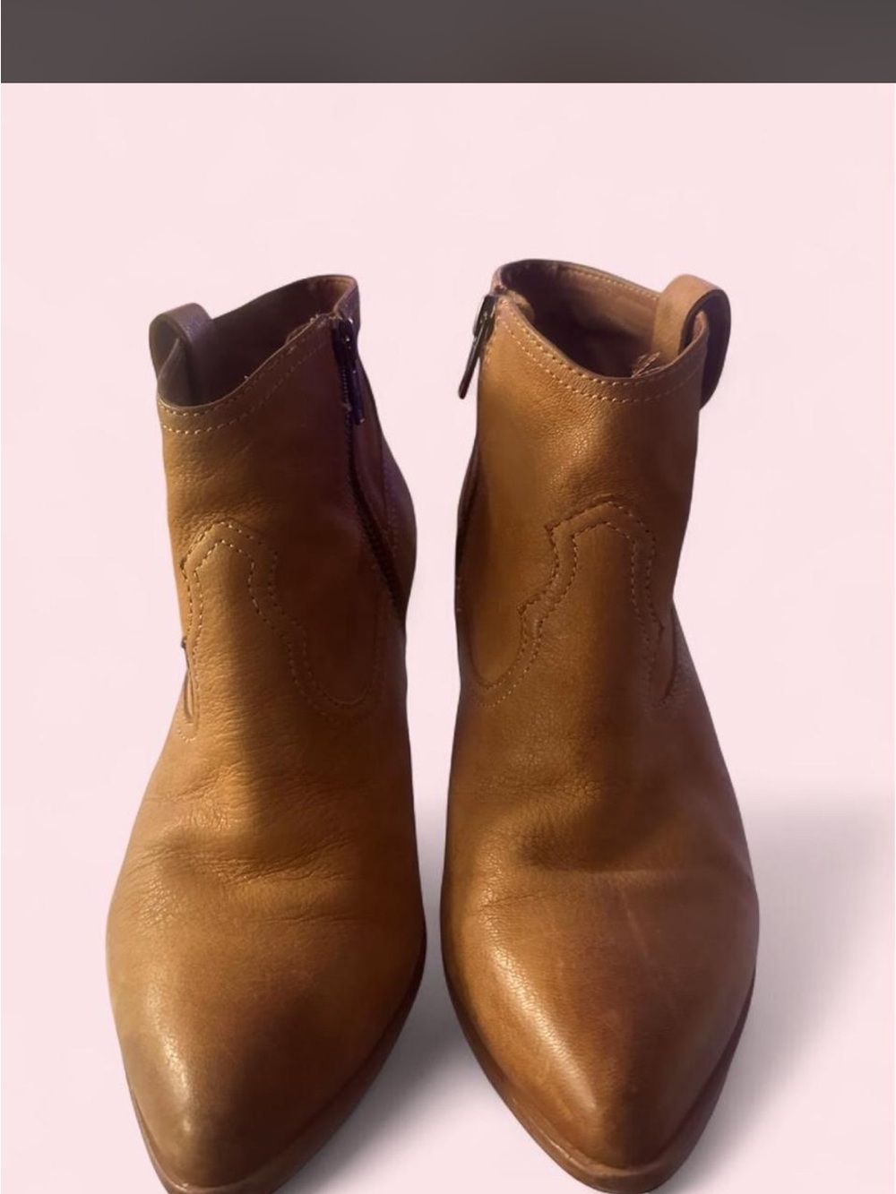 Frye Reina Brown Leather Pointed Ankle Booties